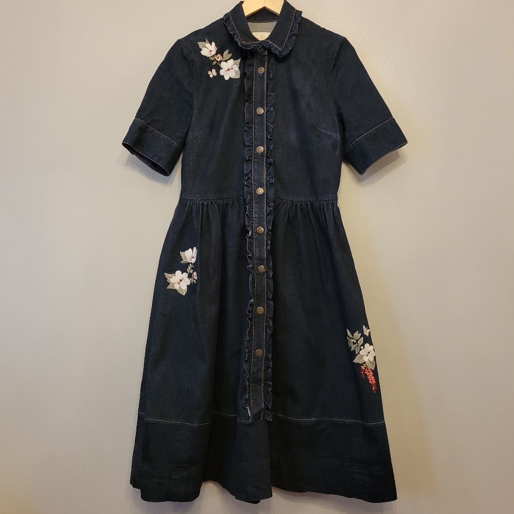 Kate Spade Navy Denim Shirtdress, Size 10